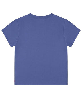 T-Skjorte Batwing Short Flower Sleeve Blue