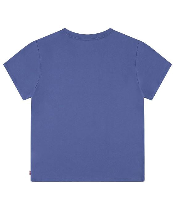 T-Skjorte Batwing Short Flower Sleeve Blue