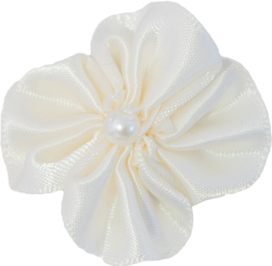 Spenne satengblomst Perle Antique White
